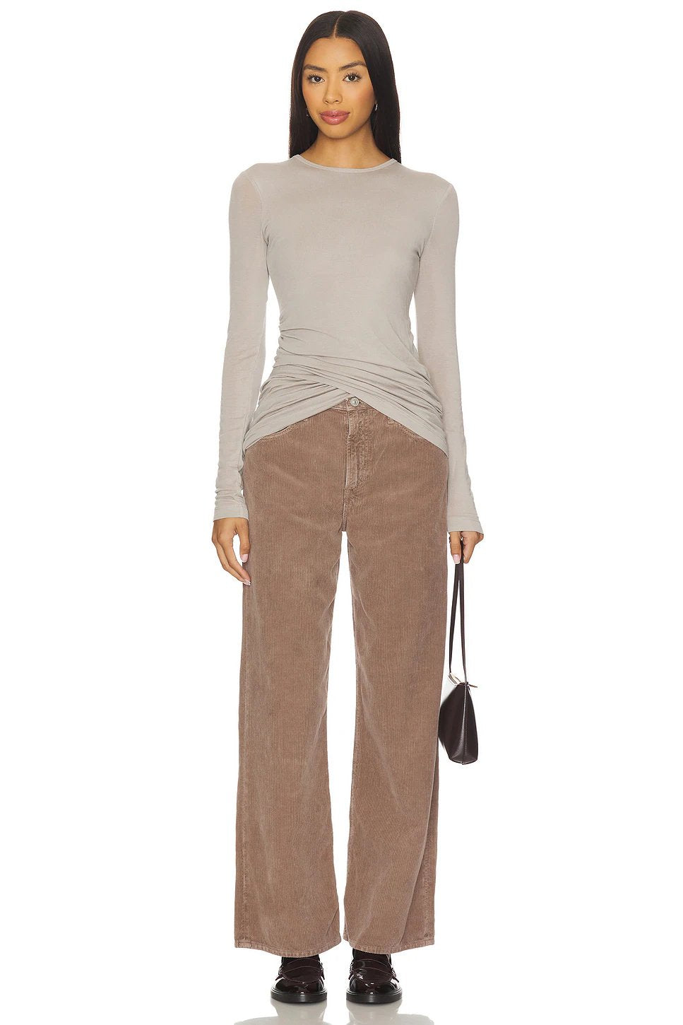 AGOLDE Eve Twist Tee in Dolphin - Image 4