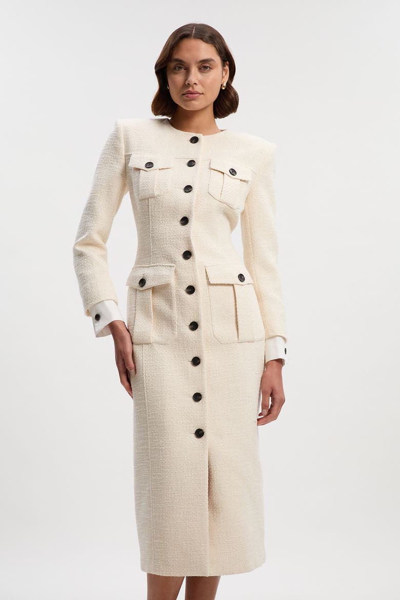 Tailored Pocket Front Midi Dress