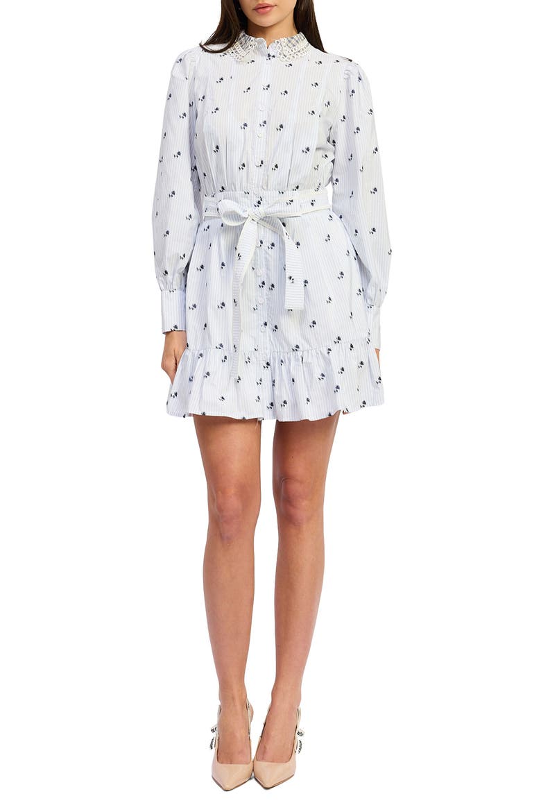 Veronica Floral Stripe Long Sleeve Shirtdress