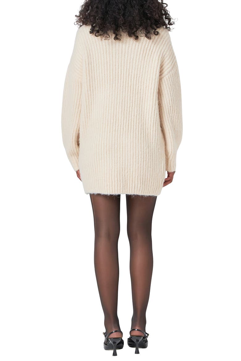 Oversize Long Sleeve Rib Sweater Minidress