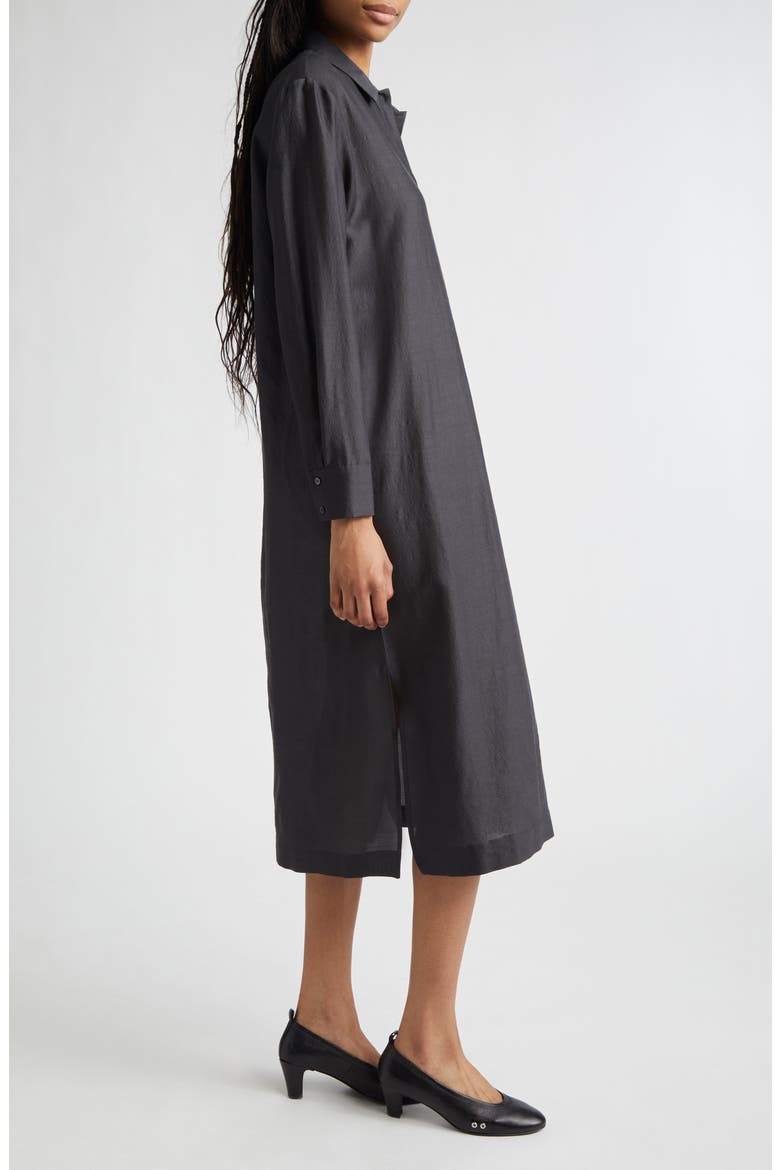 Espon Long Sleeve Wool & Silk Midi Shirtdress