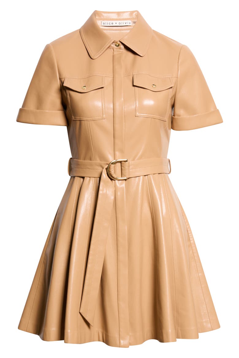 Lucy Faux Leather Mini Shirtdress