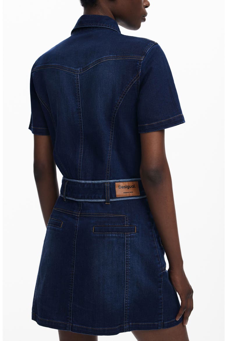 Belted Denim Mini Shirtdress