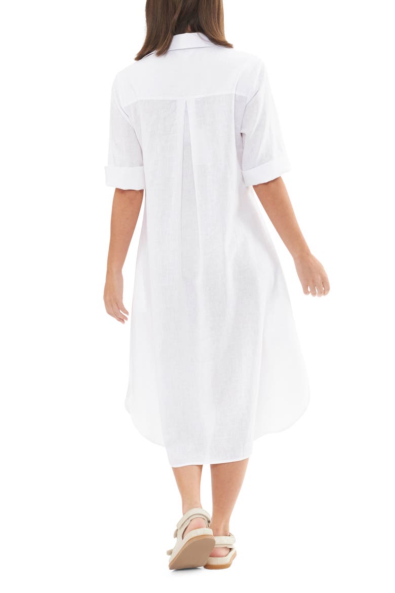 Joyce Belted Linen Blend Midi Maternity Shirtdress