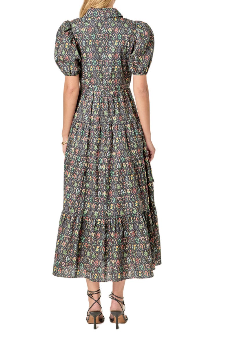 Floral Tiered Cotton Shirtdress