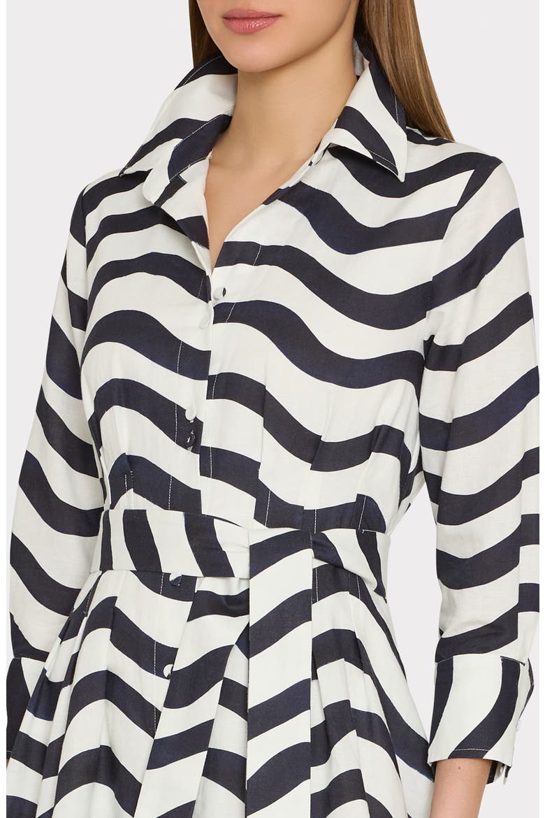 Lexi Stripe Tie Waist Long Sleeve Midi Shirtdress