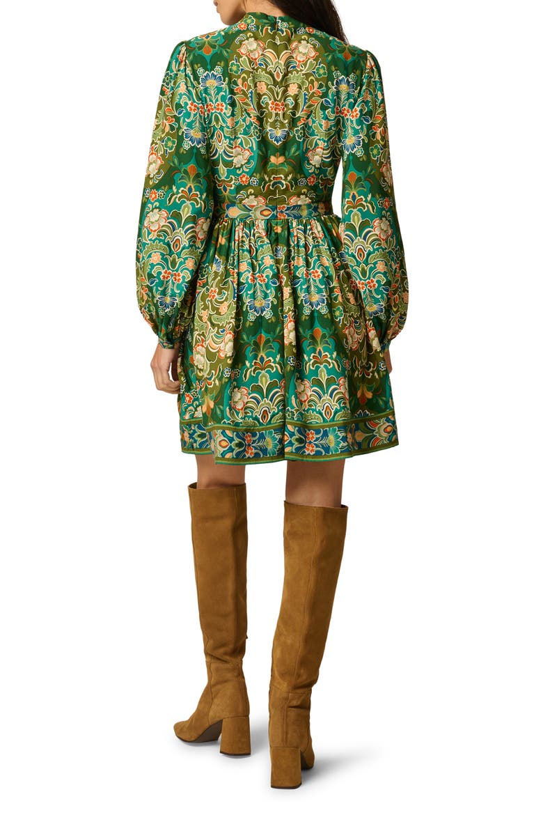 Print Mock Neck Long Sleeve Minidress