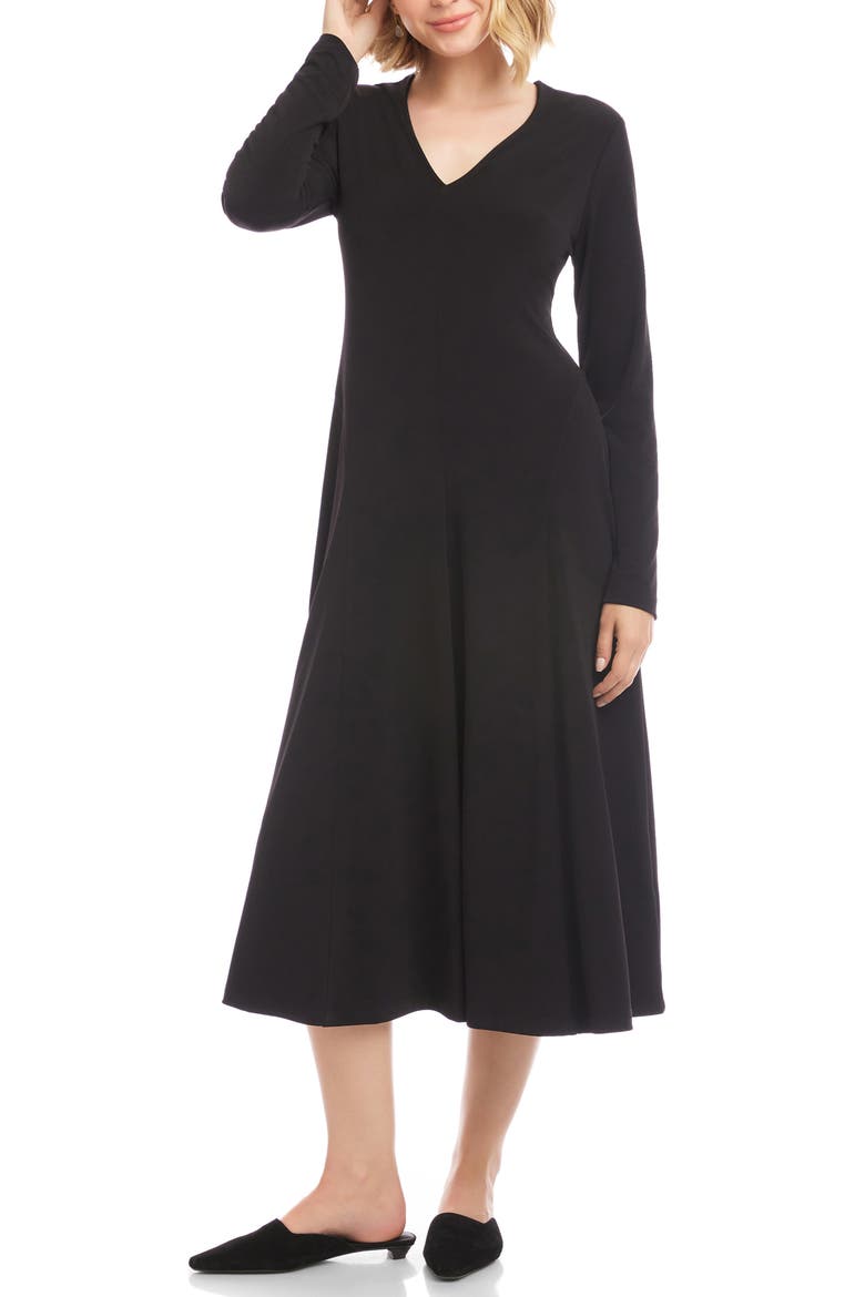 Kate Long Sleeve Travel Jersey Midi Dress