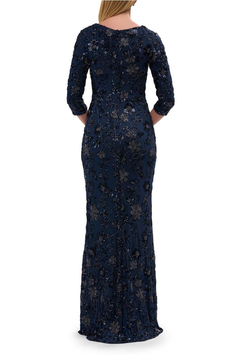 Stunning Beaded Stretch Net Jersey Gown