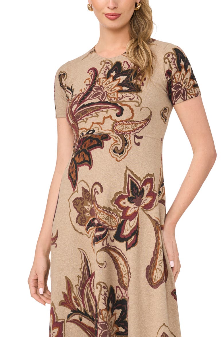 Paisley Print Midi Sweater Dress