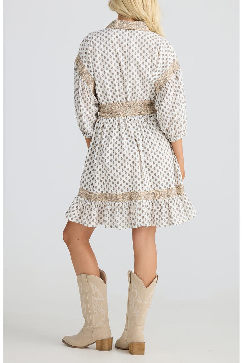 Echo Print Tie Waist Shirtdress
