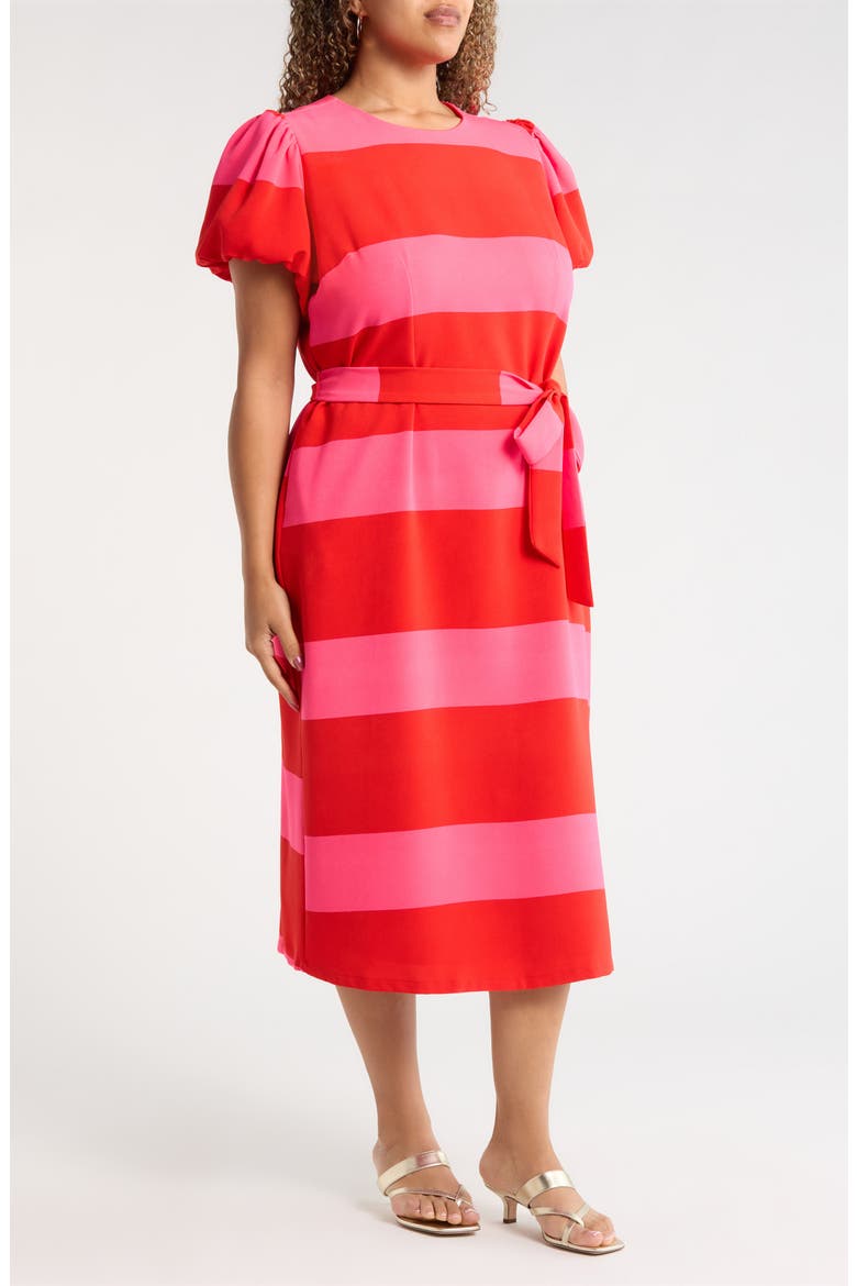 Lolli Stripe Senidy Puff Sleeve Midi Dress