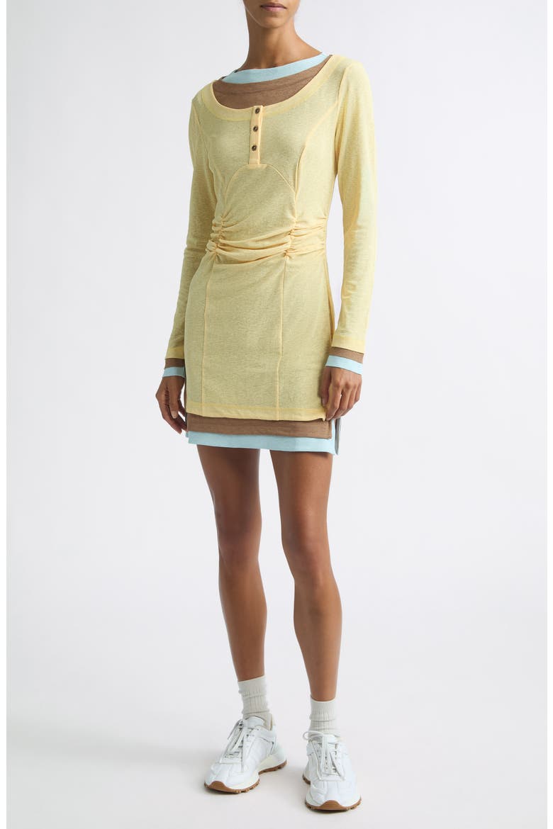 Lyna Long Sleeve Contrast Layered Minidress