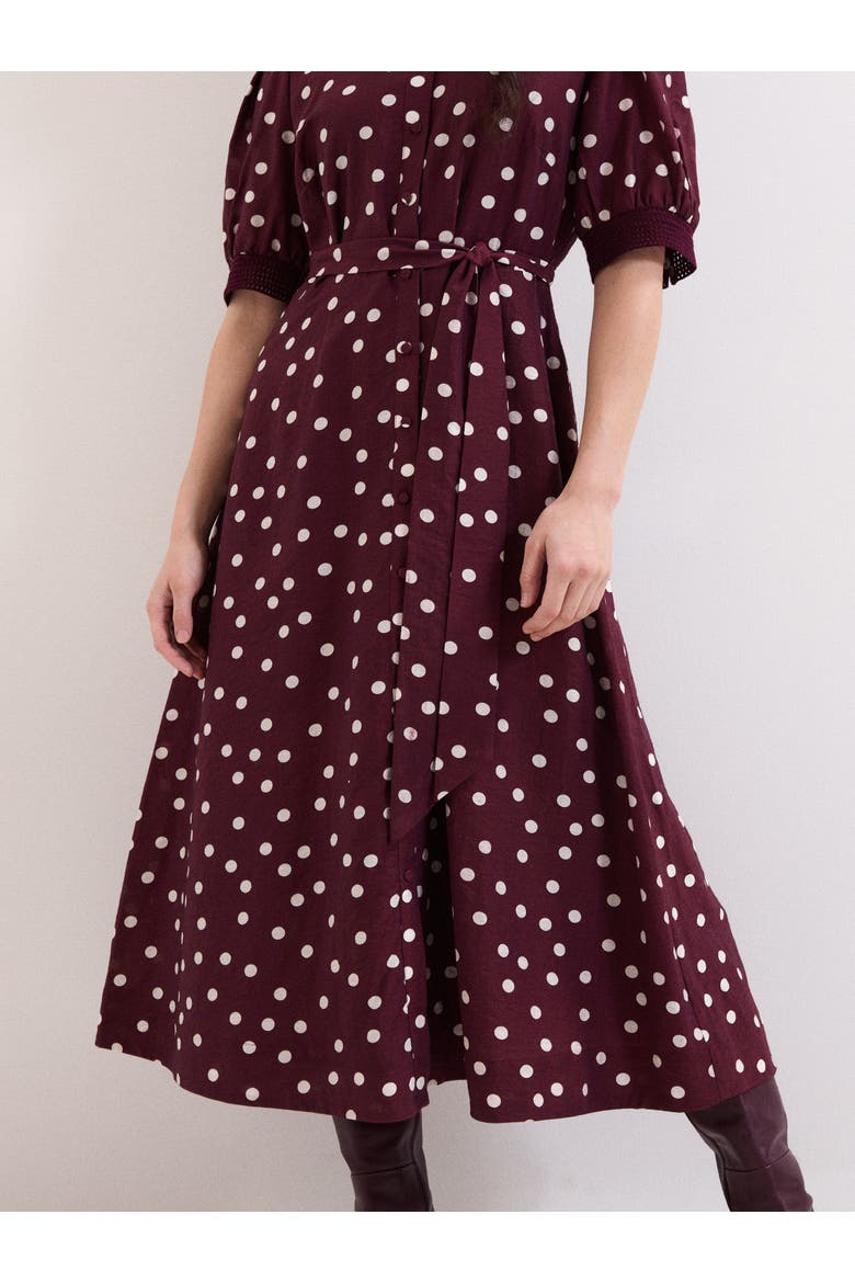 Delphine Printed Puff Sleeve Midi Dress
