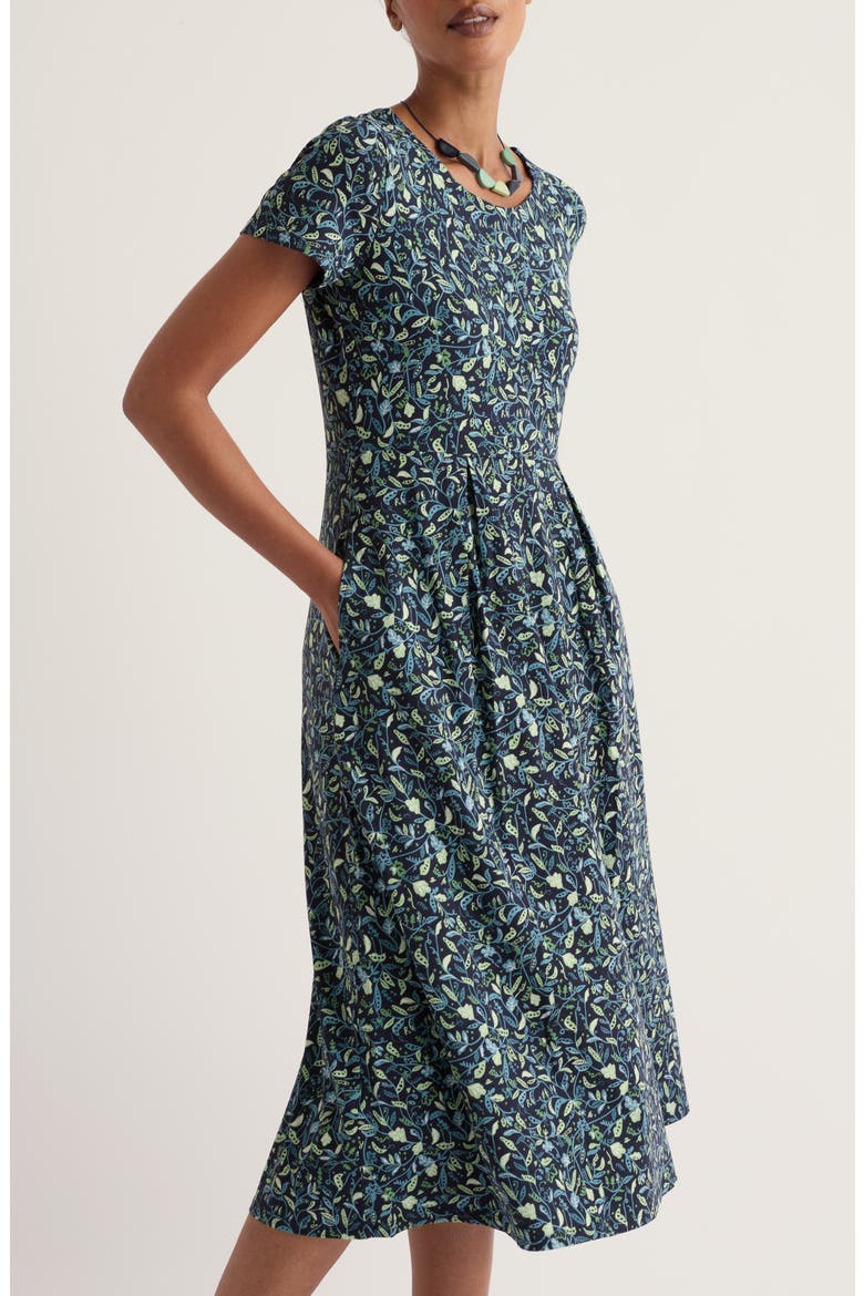 Veronica Print Stretch Organic Cotton Jersey Midi Dress
