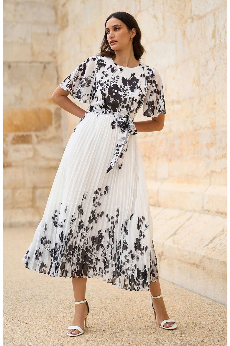 Short Sleeve Pleated Midi Dress