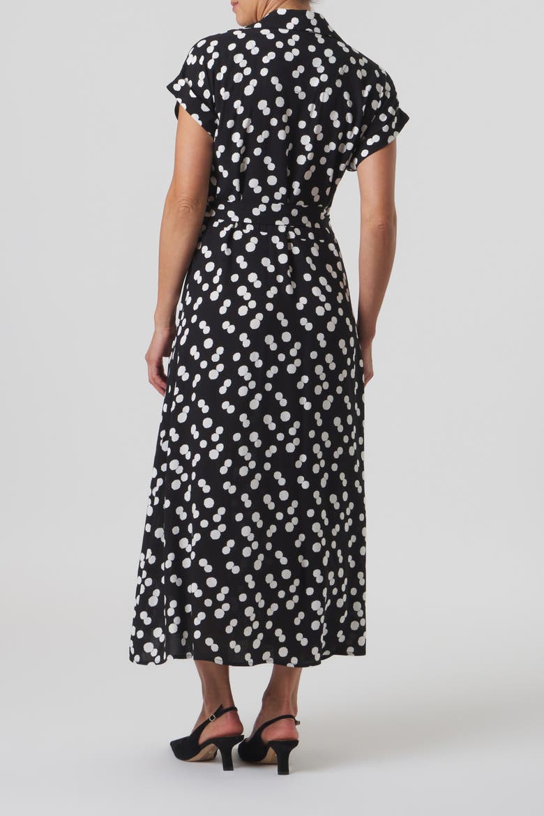 Sloane Dot Print Belted Shirt Dress