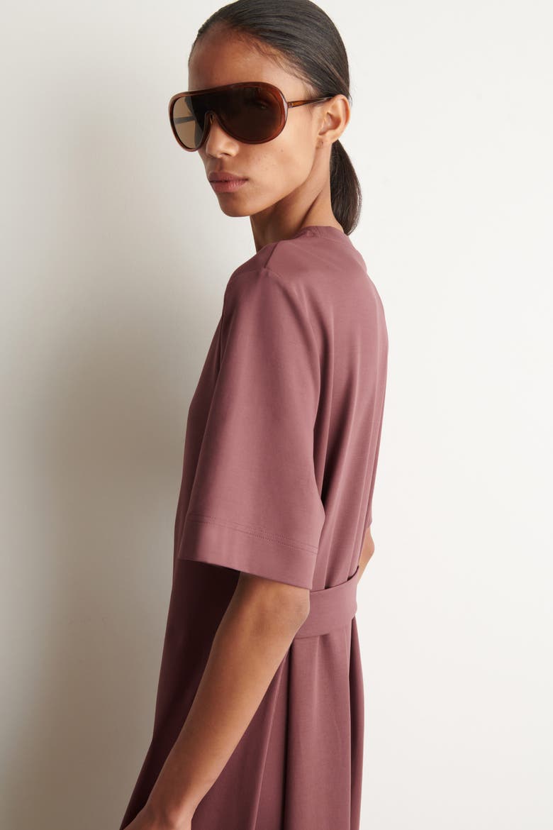 Belt-Detail Midi T-Shirt Dress