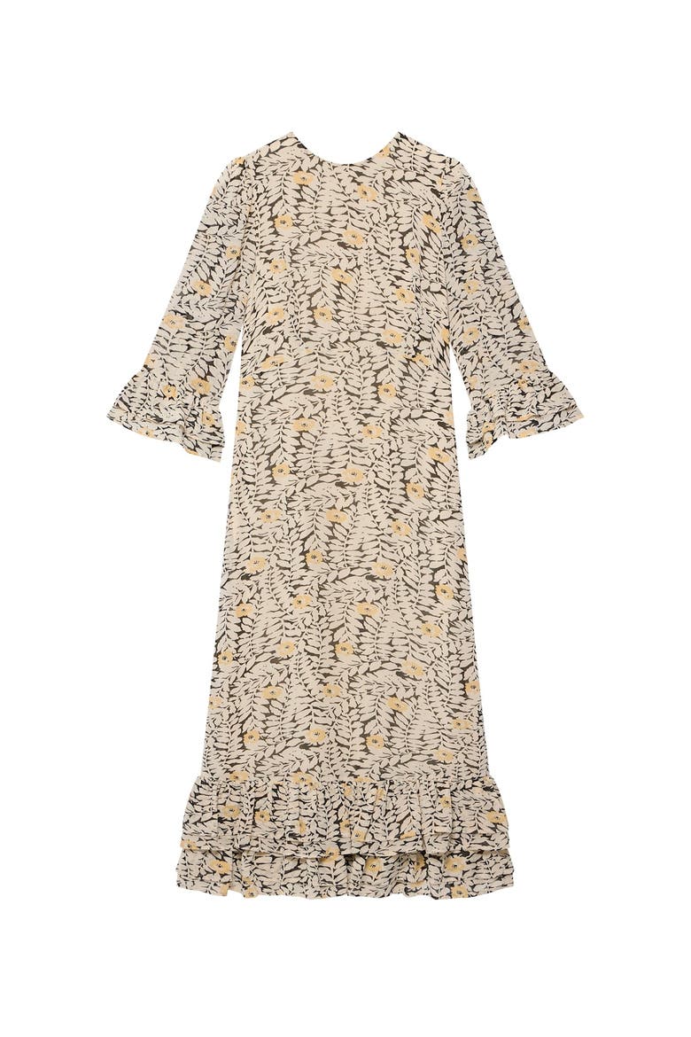 Floral Print Ruffle Midi Dress