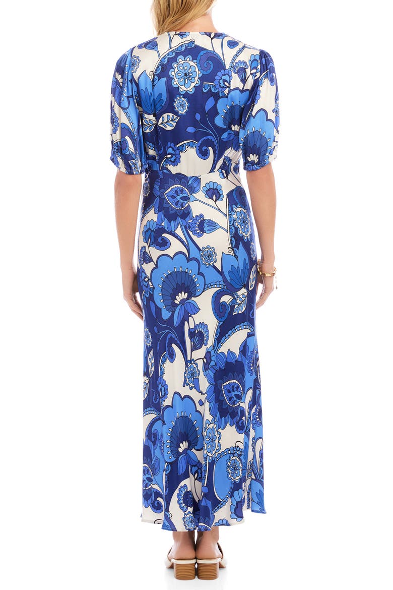 Floral Puff Sleeve Bias Maxi Dress