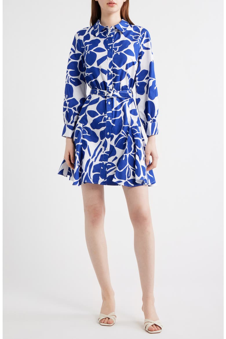 Belted Long Sleeve Cotton Shirtdress