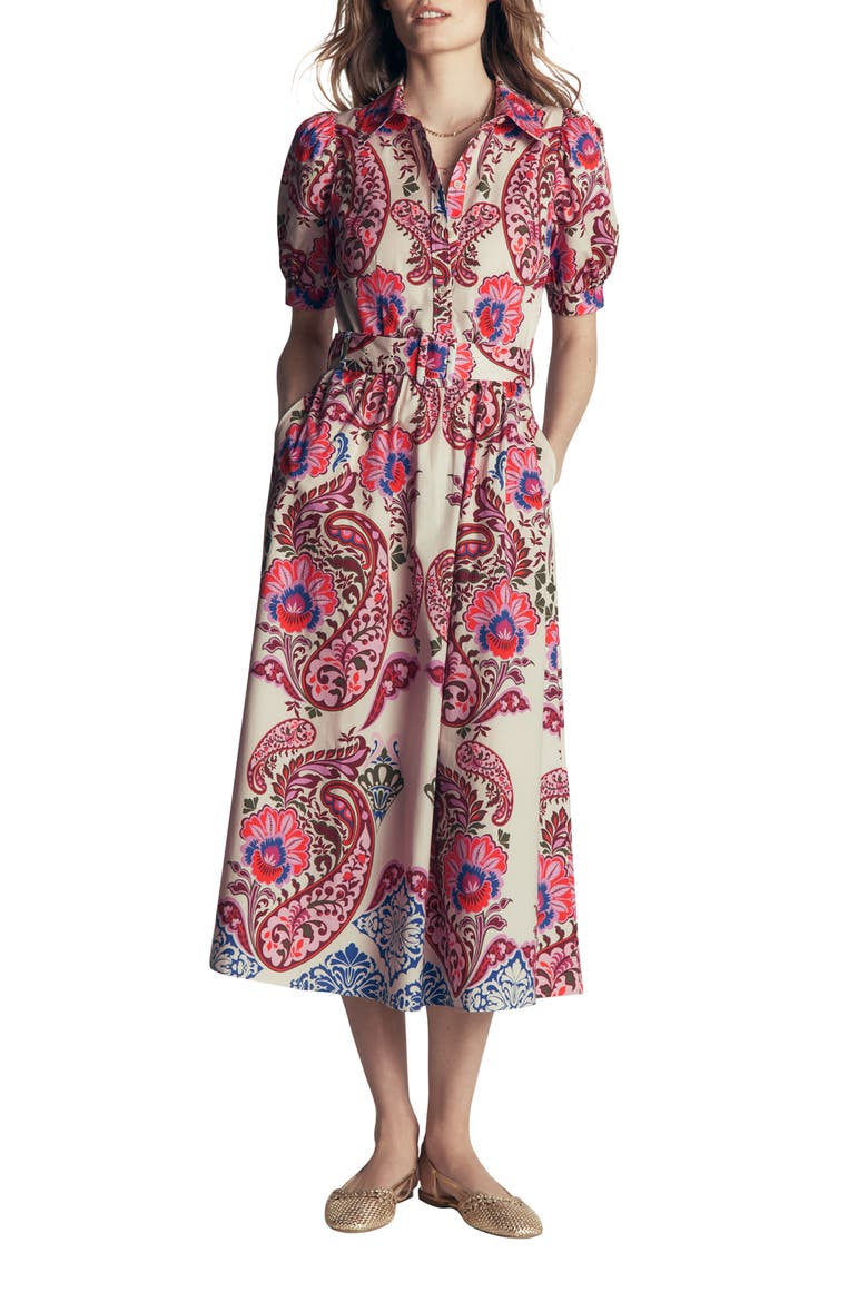 Paisley Belted Midi Dress