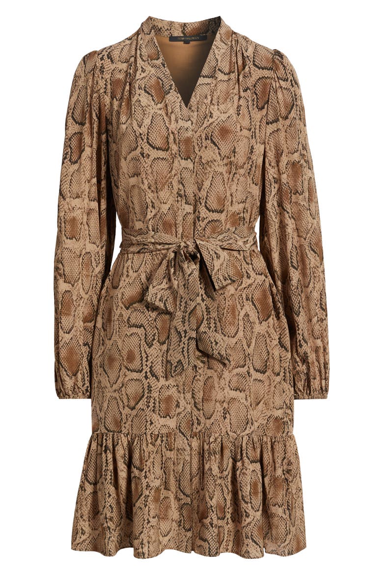 Samara Snakeskin Print Tie Waist Shirtdress