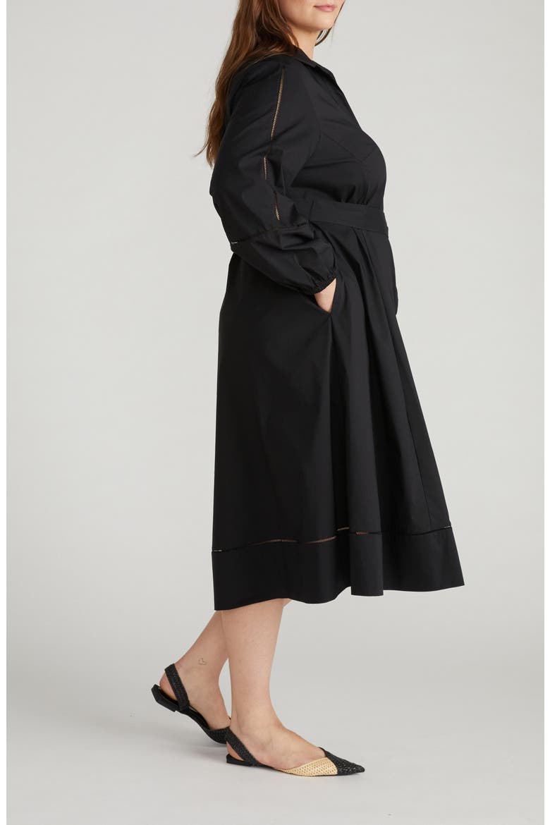 Yuli Long Sleeve Stretch Poplin Midi Dress