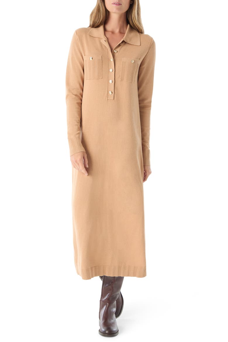 Adira Collar Long Sleeve Knit Maxi Dress