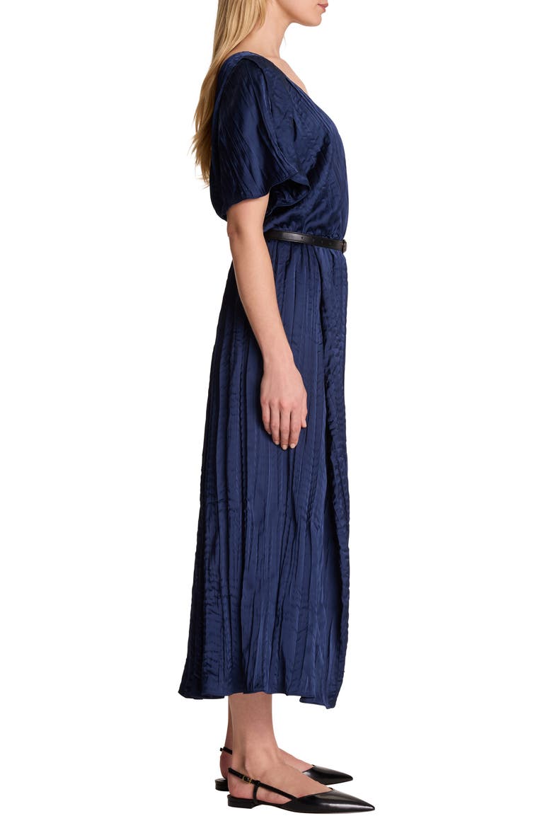 Bella Belted Crushed Satin Midi Dress
