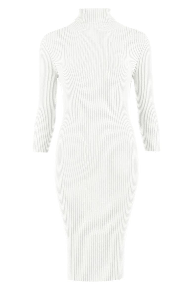 Turtleneck Long Sleeve Rib Maternity Sweater Dress