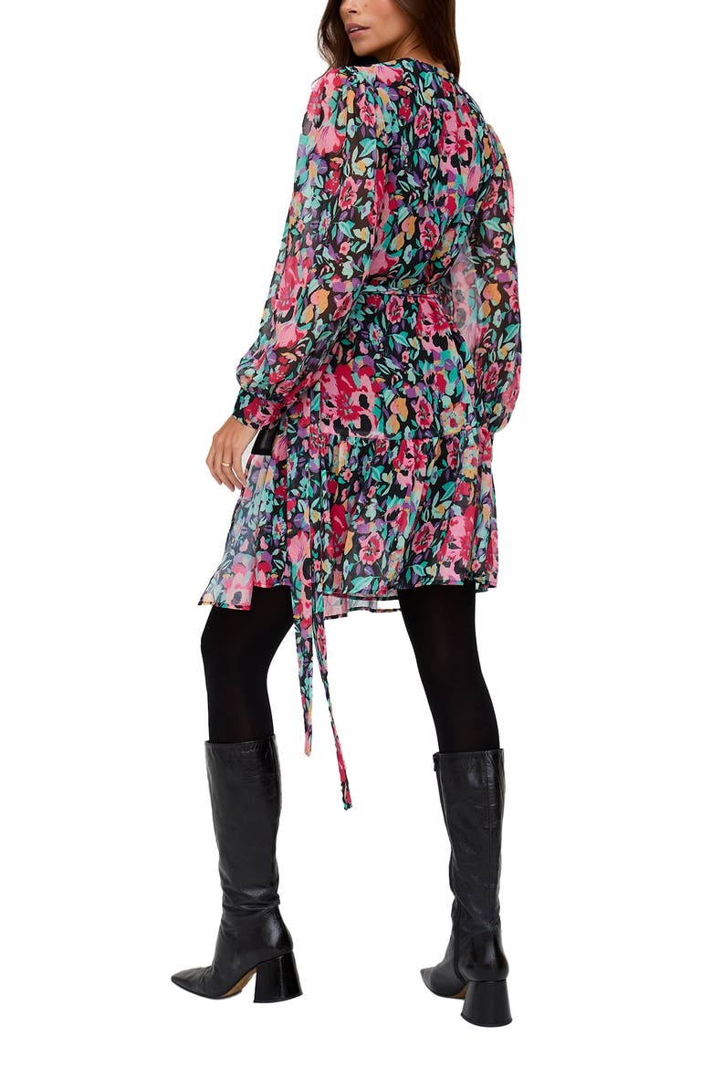 Flora Wraparound Floral Print Mini Dress