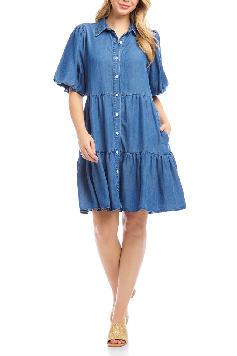 Tiered Denim Shirtdress