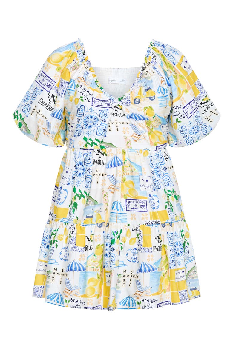 Fantasy Amalfi Print Tiered Minidress