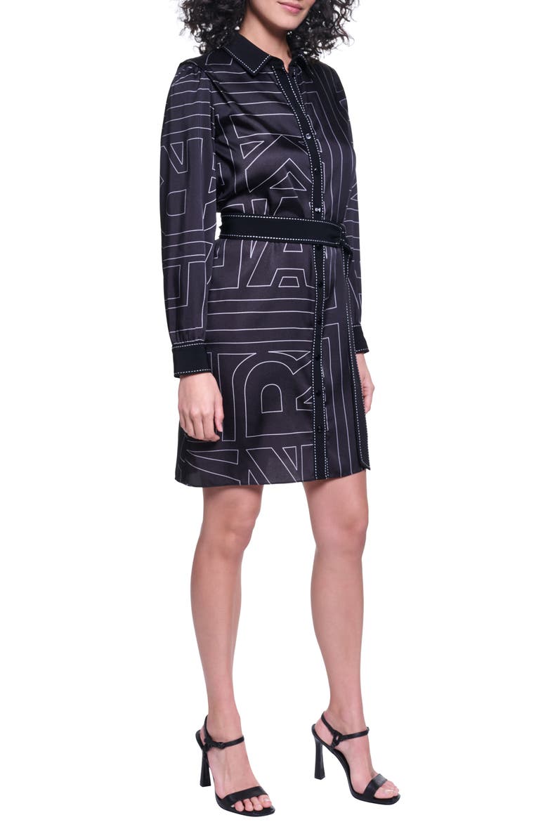 Printed Silky Crepe Long Sleeve Shirtdress