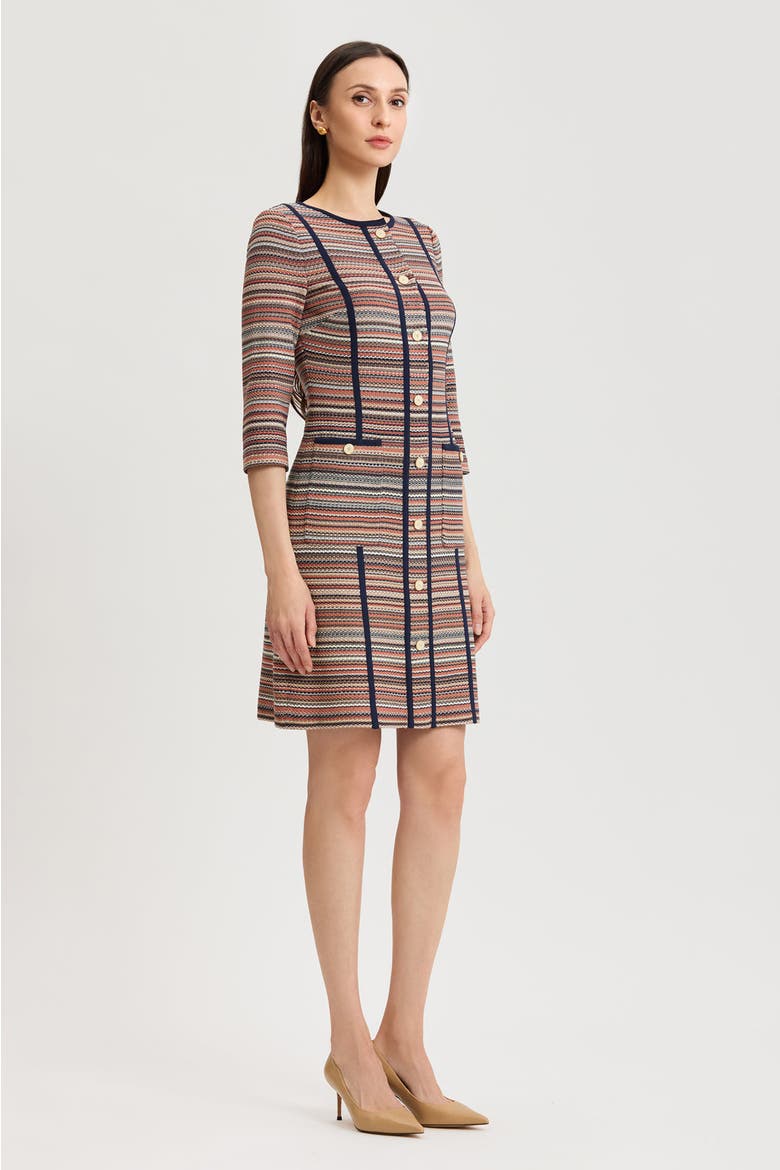 Horizontal Multi Stitch Knit Sheath Dress