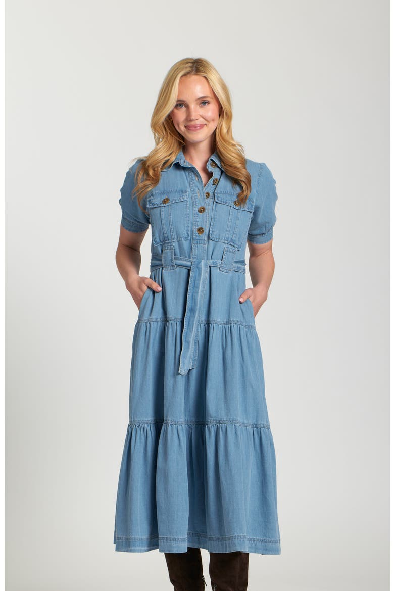Tie Waist Tiered Midi Dress