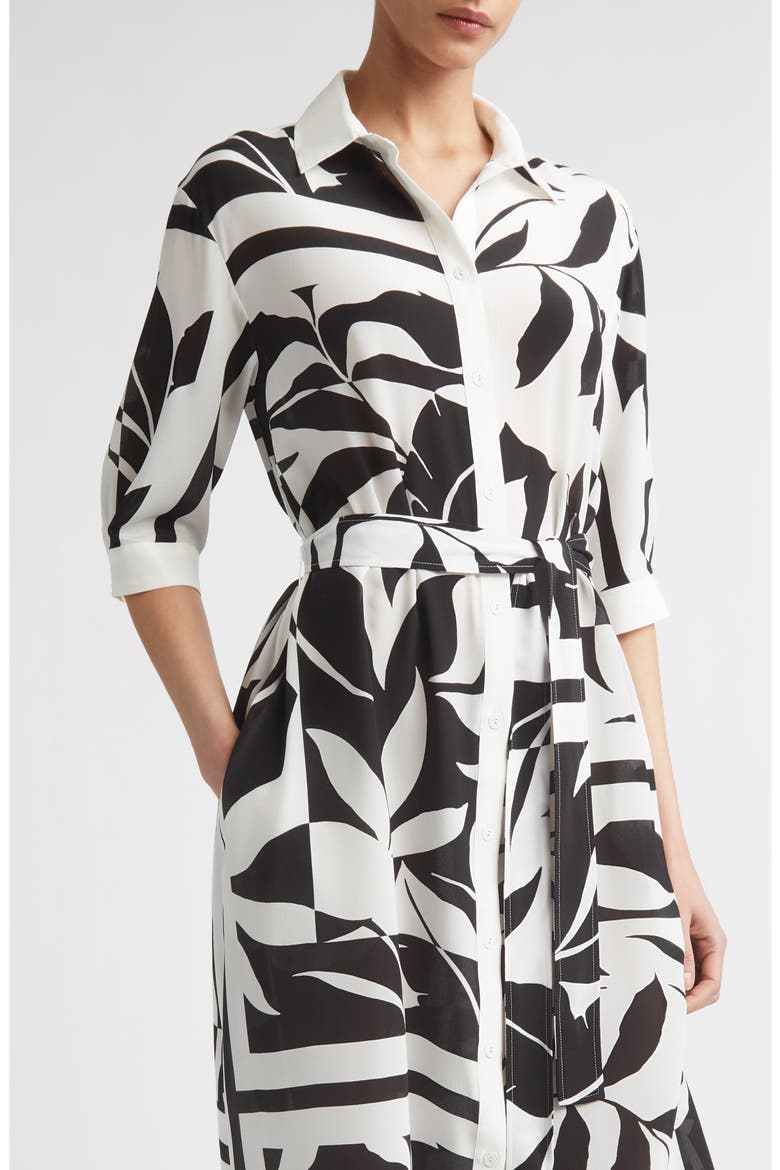 Changio Beachwear Floral Silk Midi Shirtdress