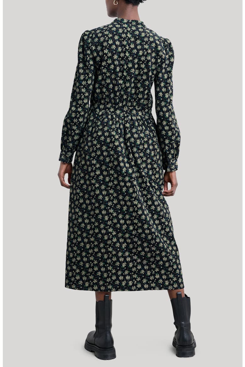 Rose Cottage Floral Long Sleeve Corduroy Midi Dress