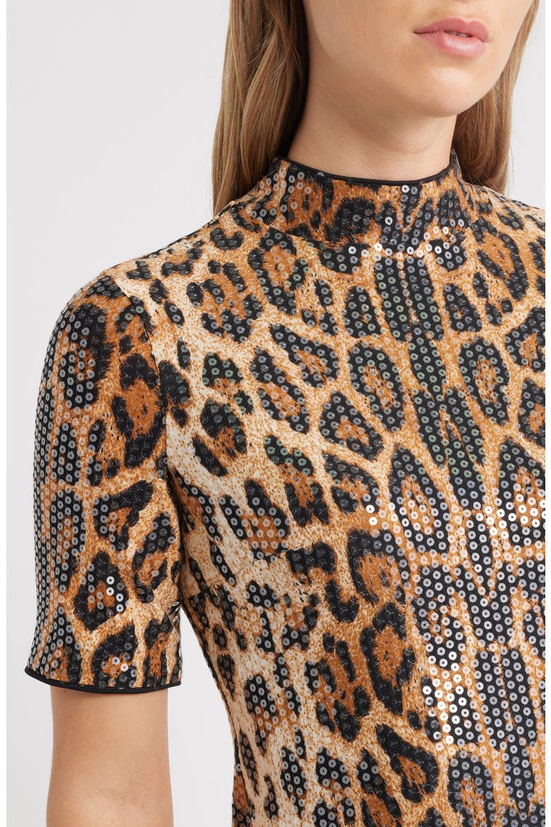 Sequin Mock Neck Sheath Dress