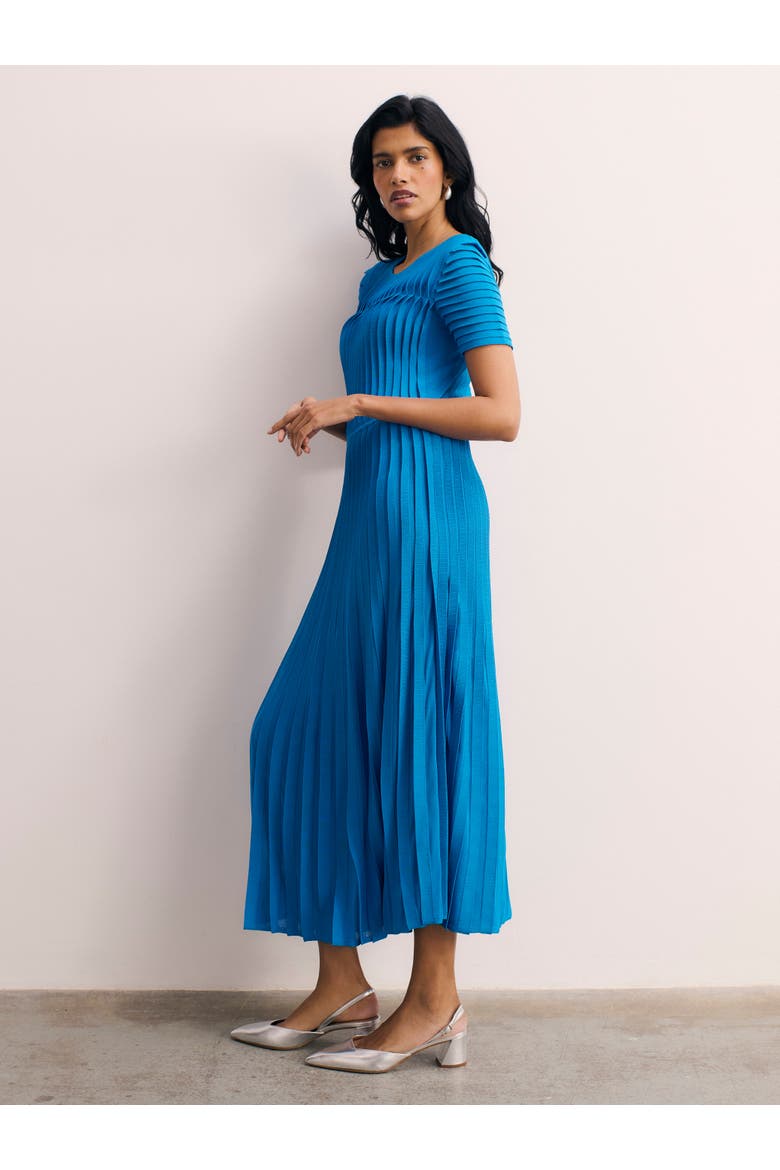 Allegra Stretch Knit Pleated Midi Dress
