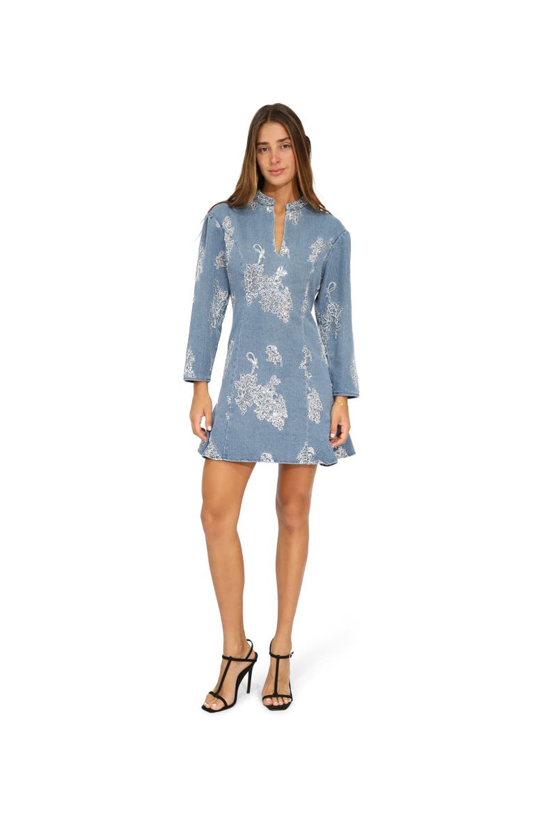 Heart You Denim Beaded Mini Dress