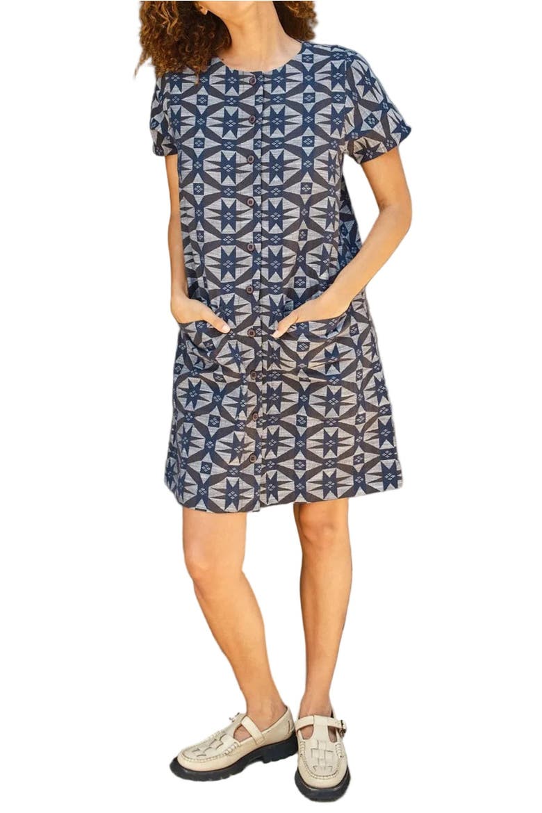 Nat Button Front Mini Shift Dress