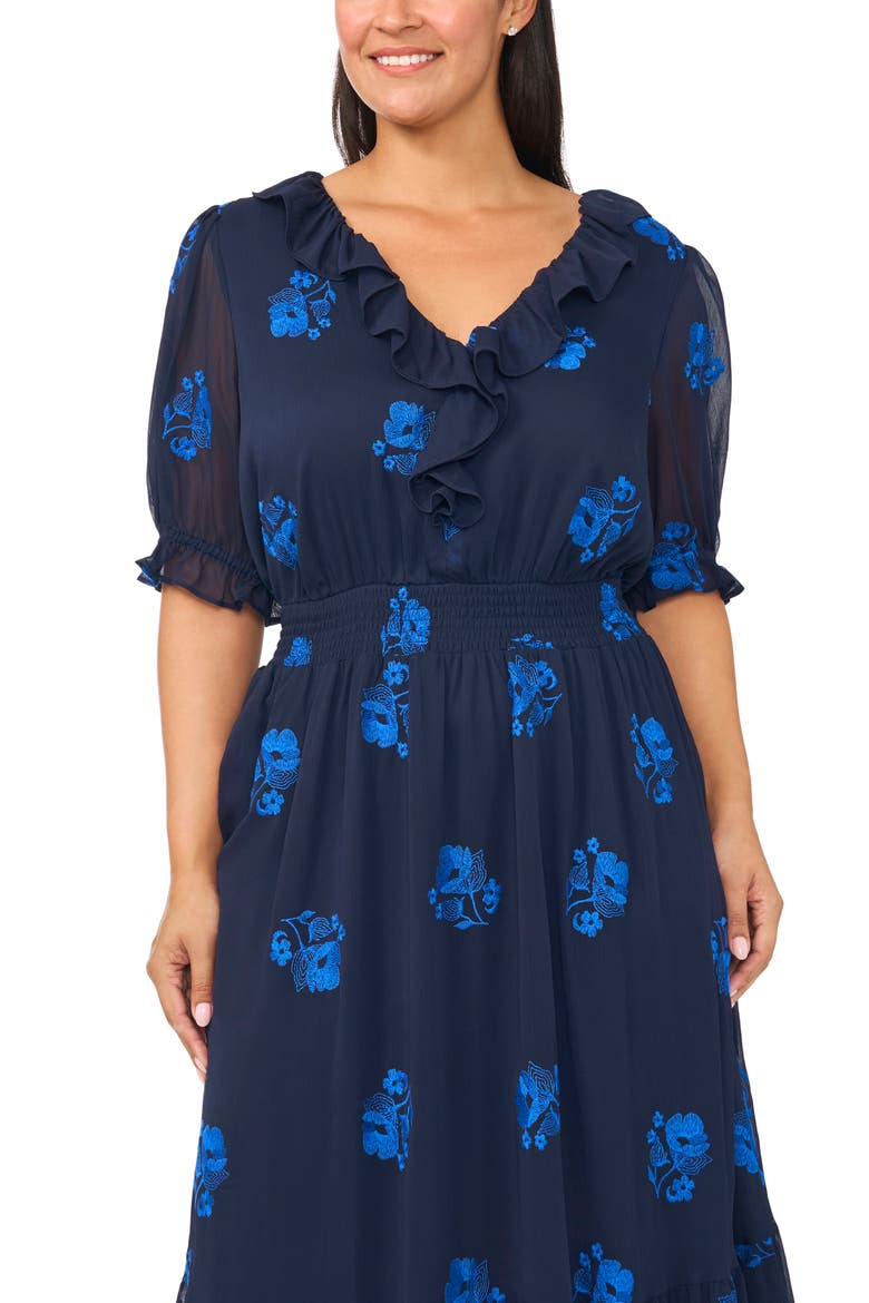 Ruffle V-Neck Midi Dress
