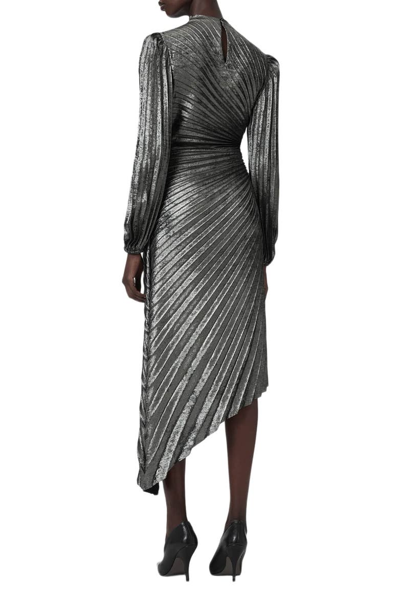 Milena Pleated Metallic Midi Dress