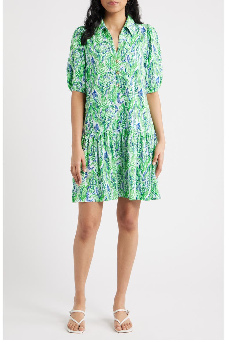 Bingley Short Sleeve Cotton Drop Waist Minidress