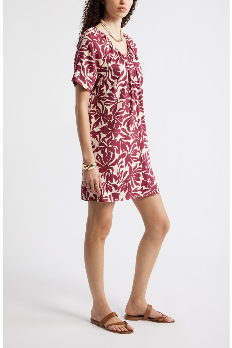 Shirred Linen Blend Minidress