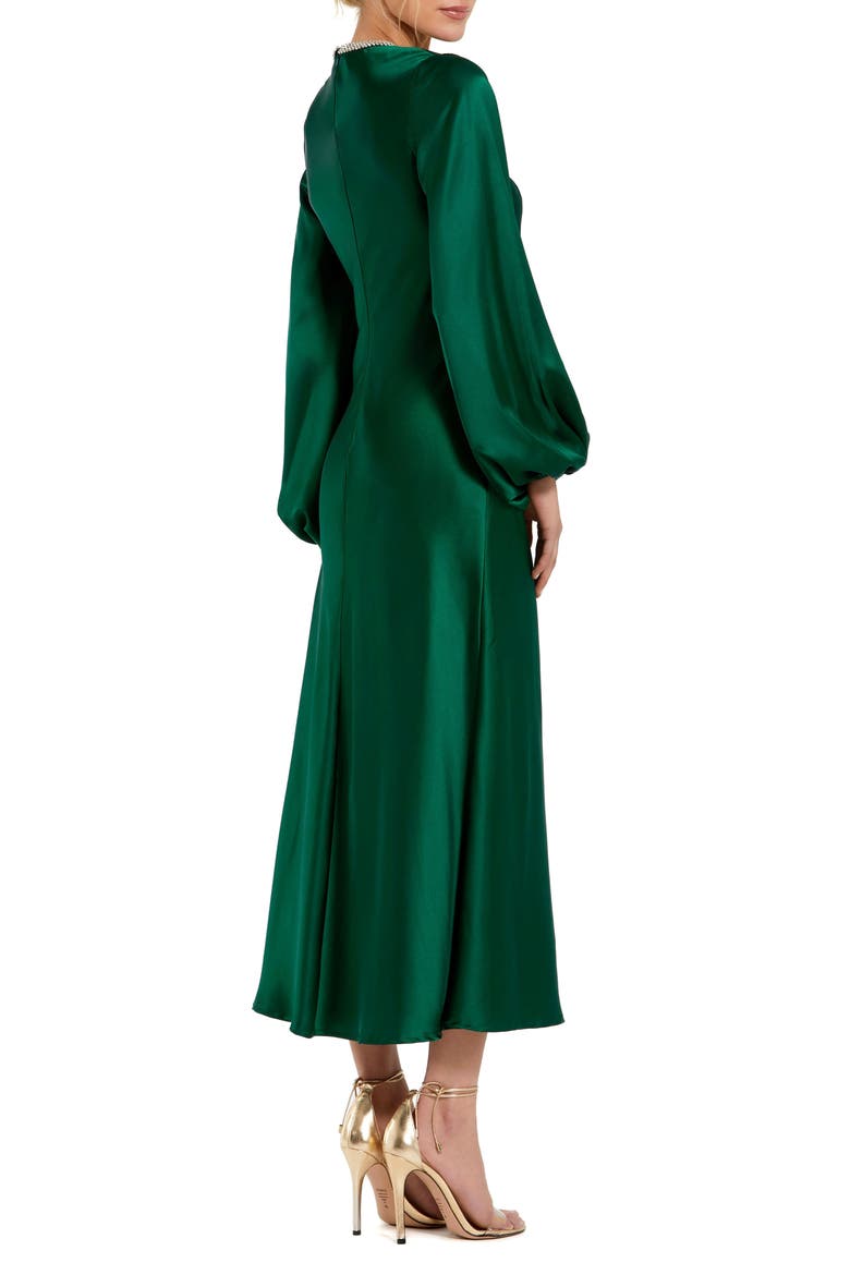 Petite Crystal Embellished High Neck Satin Dress