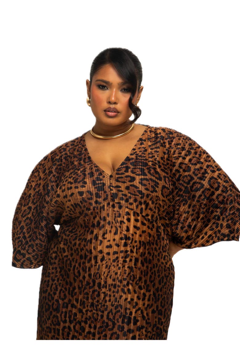 Plus Size Leopard Print Midi Dress