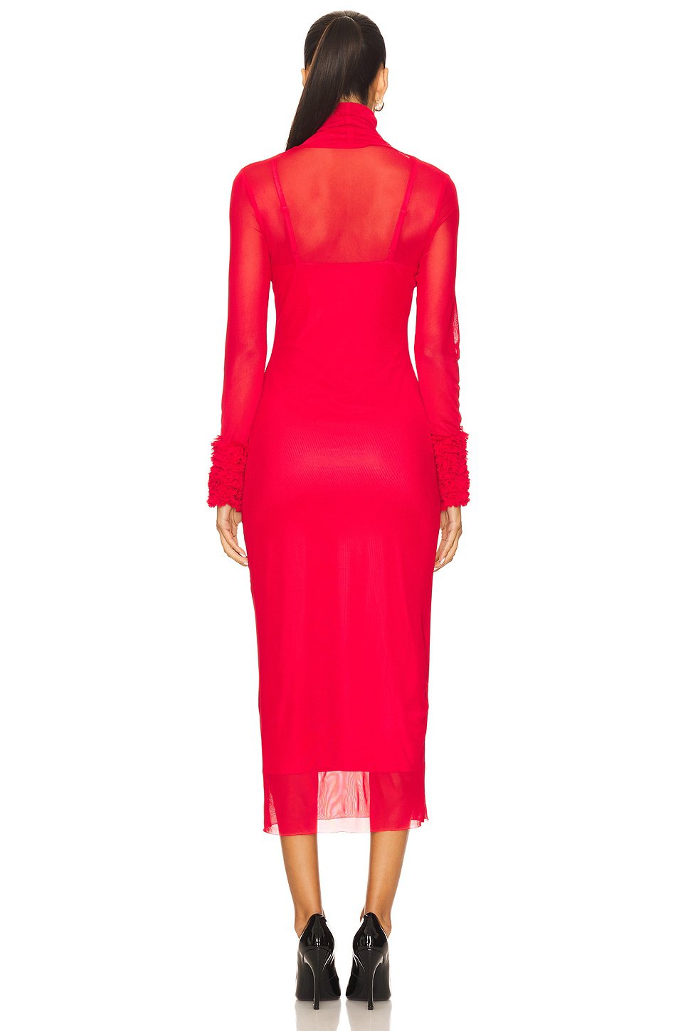 AFRM Ariel Midi Dress in Kiss Red - Image 3